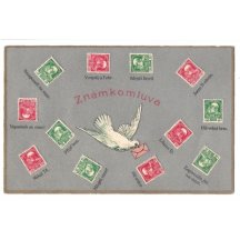 Pigeon and stamps