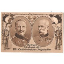 Black and white postcard - portraits of Franz Joseph and Wilhelm