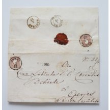 Letter evaluated 2 times 10 Kr. stamp Tokay, serration ordinary