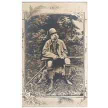 Franz Joseph sitting on the stock with decorative frame