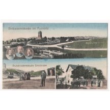 German - Austrian border bridge and triple portraits of emperors