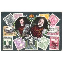 Portrait of Franz Joseph and printed stamps