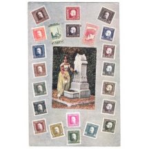 Fountain with woman in Bosnian folk costume