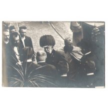 Franz Joseph protruding from coach in welcoming councillors