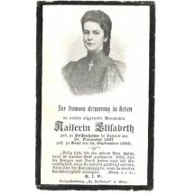 Portrét císařovny Sissi -lístek vydaný při úmrtí -další varianta tisku