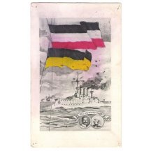 Franz Josef and Wilhelm , ships at sea , State symbols of Austria and Germany