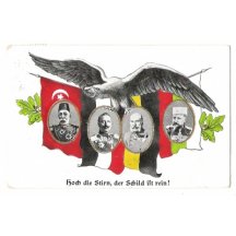 Čtyři oválné portréty na vlajkách