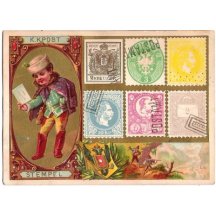 K. K. Post Stempel - Postamt , color postcard