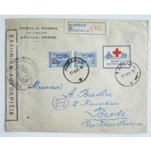 Greece - a letter with stickers of the Red Cross 