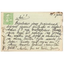 Field postcard with green additional advertising stamp of Franz Joseph I.