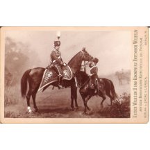 Plate photo of emperor Wilhelm II. and crown prince Friedrich riding 