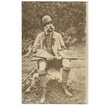 Franz Joseph is sitting at the stock with rifle , well known postcard