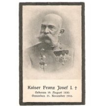 Císař Franz Joseph zemřel, úmrtní pohlednice