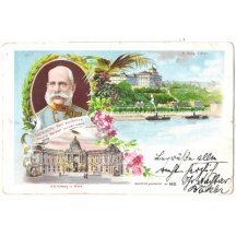 Hofburg - Vienna / portrait of emperor, color postcard