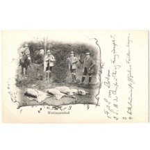 Franz Joseph and helpers in front of trophy deers