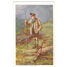 Drawn postcard , Franz Joseph and trophy deer (2)