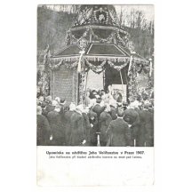 Emperor Franz Joseph in laying base stone of bridge under Letná , Prague