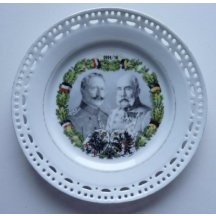Talíř s dvojportrétem císařů FJI a WII / 19 cm