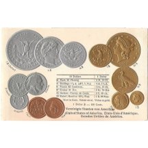 Pohlednice s mincemi- USA, United States of Amerika