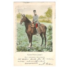 Císař Franz Josef I. na koni, k 70. narozeninám, barevné